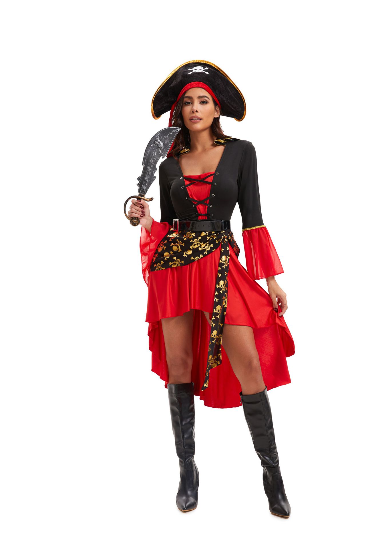  2 Pc Cruel Seas Pirate Captain Dress Costume